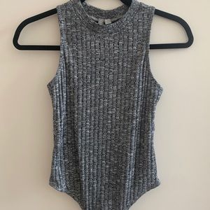 Gray Cut-Out Back Bodysuit